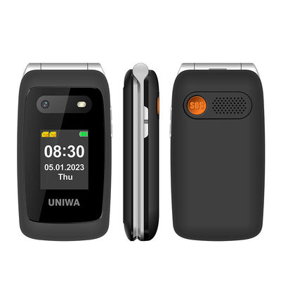 UNIWA V202T Đen Người già Điện thoại thông minh 1450mAh Nút SOS Sức mạnh cao
