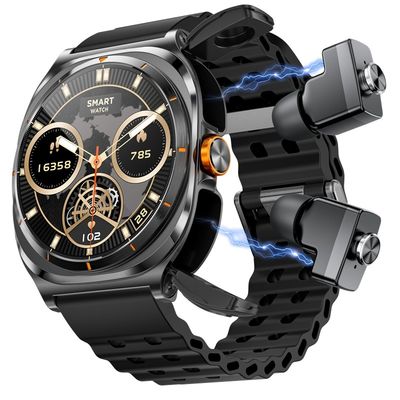 Giá tốt. GT98 mới Ultra Smart Watch nam TWS tai nghe 2 trong 1 NFC 1.53''AMOLED Tracker sức khỏe trực tuyến